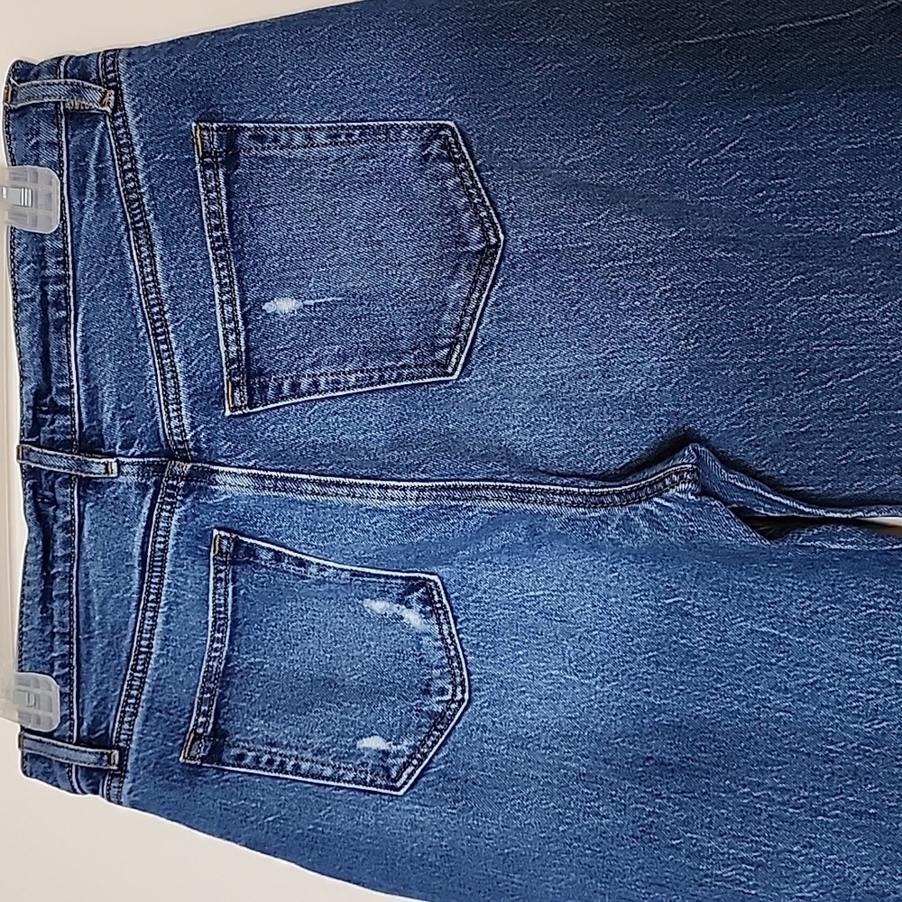 LOFT The Straight Cuffed Medium Blue Women's Jeans High Waist Summer Preppy - Picture 4 of 16